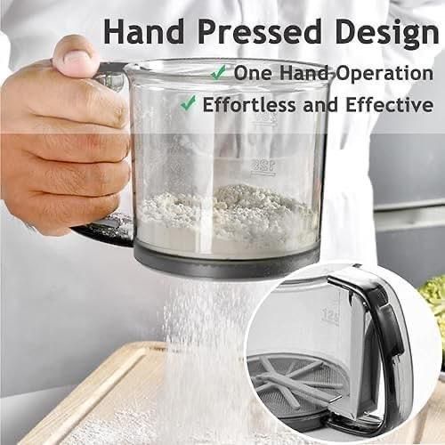 Semi Automatic Flour Sieve Hand Helder Sifter Cup Filter